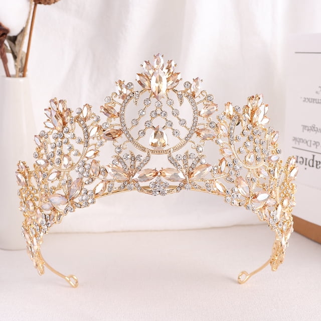 Zhuge Tiara de boda para novia, diadema de princesa, corona nupcial, joyería para el cabello con diamantes de imitación de cristal, decoración para novia, cumpleaños, graduación, boda (A)