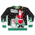 thumbnail image 1 of Santa and Snowman on Front and Back Ugly Christmas Sweater, 1 of 2