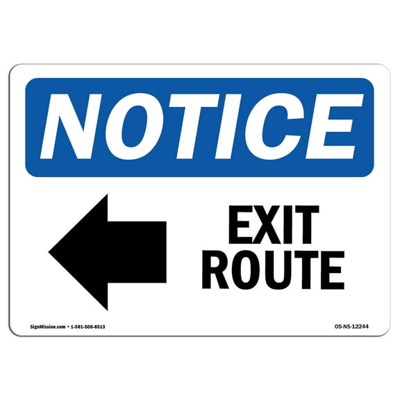 OSHA Notice Sign - Exit Route | Plastic Sign | Protect Your Business, Construction Site, Warehouse & Shop Area |  Made in the USA