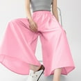 thumbnail image 4 of Lenpel Culottes Pants for Women Casual Elastic Waisted Palazzo Trousers Trendy Flowy Beach Pants with Pockets, 4 of 7