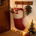 thumbnail image 3 of Jumbo Classic Plaid Christmas Stockings Candy Gift Storage Bag, 17"x34" Large Capacity Vintage Hanging Gift Socks for Xmas Tree Fireplace Mantel Home Holiday Party Decoration Foldable Storage, 3 of 6