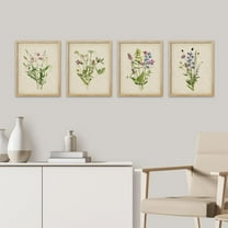 PixonSign Framed Wall Art, Watercolor Floral Botanical Posters, Set of 4 Rustic Farmhouse Wall Decor Wildflowers Prints, Minimalist Wall Décor for Living Room, Bedroom, Office - 8"x10" Natural