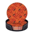thumbnail image 1 of Posavasos de cuero de 6 piezas, serie de flores de amapola, posavasos de decoración de arte bohemio romántico con flores en flor para bebidas, posavasos para tazas, regalo de inauguración de la casa,, 1 of 7