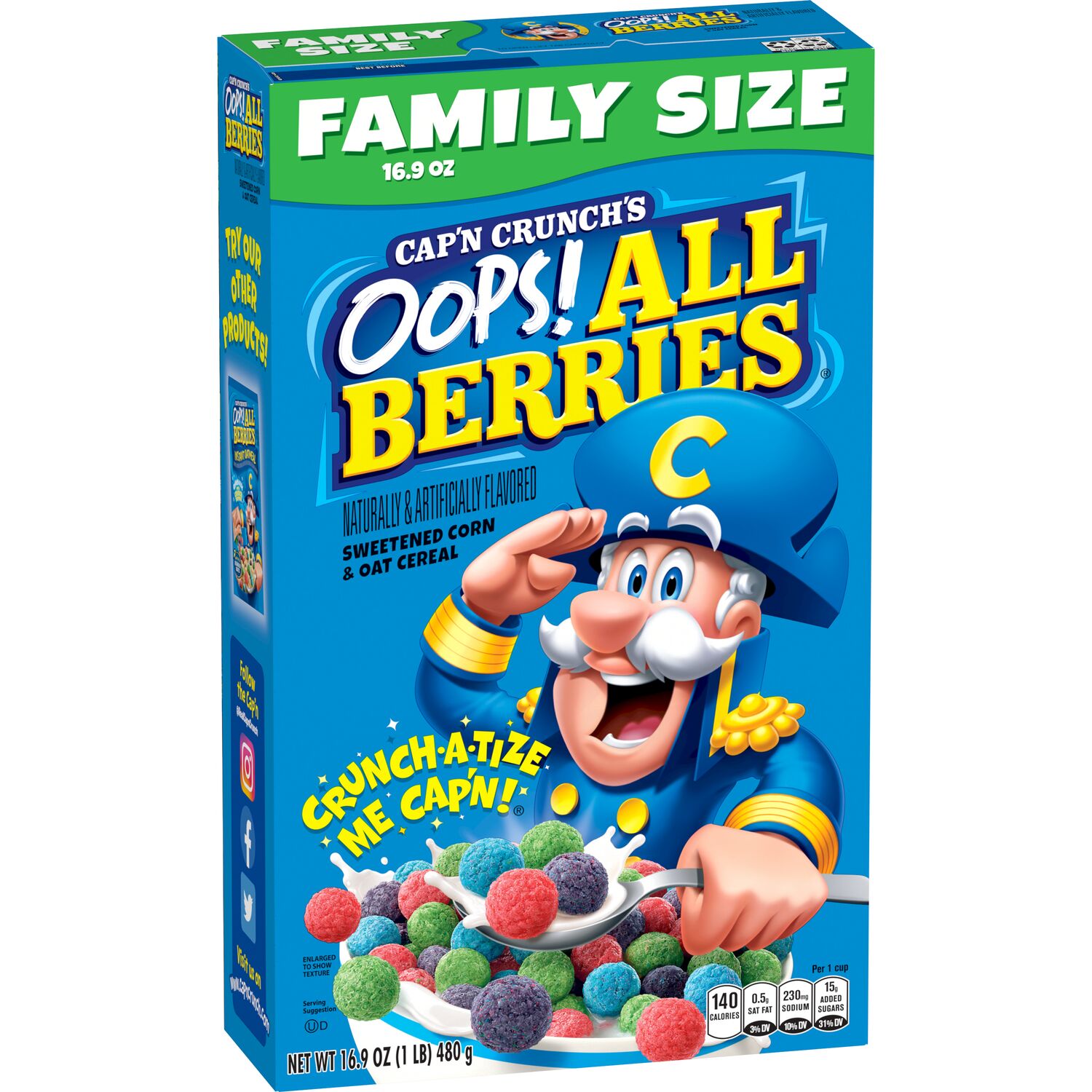 Cap'n Crunch Cereal Oops All Berries Cereal, 16.9 oz - image 2 of 9