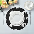 thumbnail image 3 of SKYSONIC Halloween Ghost Round Placemats for Dining Table Set of 6 Washable Decorative Colorful Circle Non-Slip Heat Resistant Table Mats for Kitchen Tables Holiday Party Decor, 3 of 5