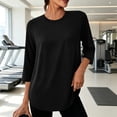thumbnail image 2 of Hurxie Women Tops 3 Pack 3/4 Sleeve Crewneck Cute Basics Tees Casual Fashion Summer Spring T Shirts Business Work Tee Top Black,L, 2 of 8