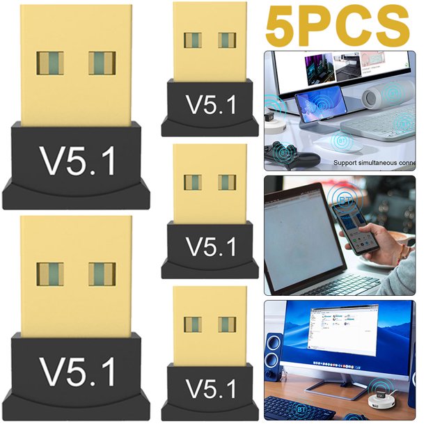 5 Uds USB Compatible Con Dientes 1 Adaptador Transmisor Inalámbrico Receptor para Ordenador Portátil PC Azul