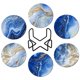 thumbnail image 1 of Posavasos para bebidas con soporte, juego de 6, posavasos de cerámica absorbentes estilo océano con base de corcho, sin rayar, 1 of 7