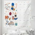 thumbnail image 1 of Calendar 2020 Tapestry, Happy Year Design Polka Dots Sewing Concept Candles Mugs Pastel Winter, Fabric Wall Hanging Decor for Bedroom Living Room Dorm, 5 Sizes, White Multicolor, by Ambesonne, 1 of 1