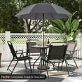 thumbnail image 4 of Costway 6 PCS Patio Dining Set Folding Chairs Glass Table Umbrella Garden Grey + Black, 4 of 11