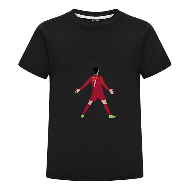 Playera CR7 Niño con Número 7 y Celebración Camiseta de Algodón para Verano