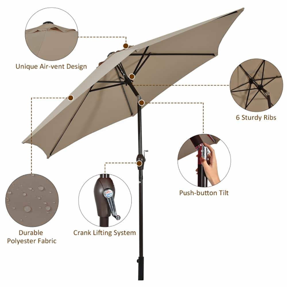 Spaco 10 FT Outdoor Patio Umbrella with Tilt Adjustment and Crank, Patio Umbrella, Tan