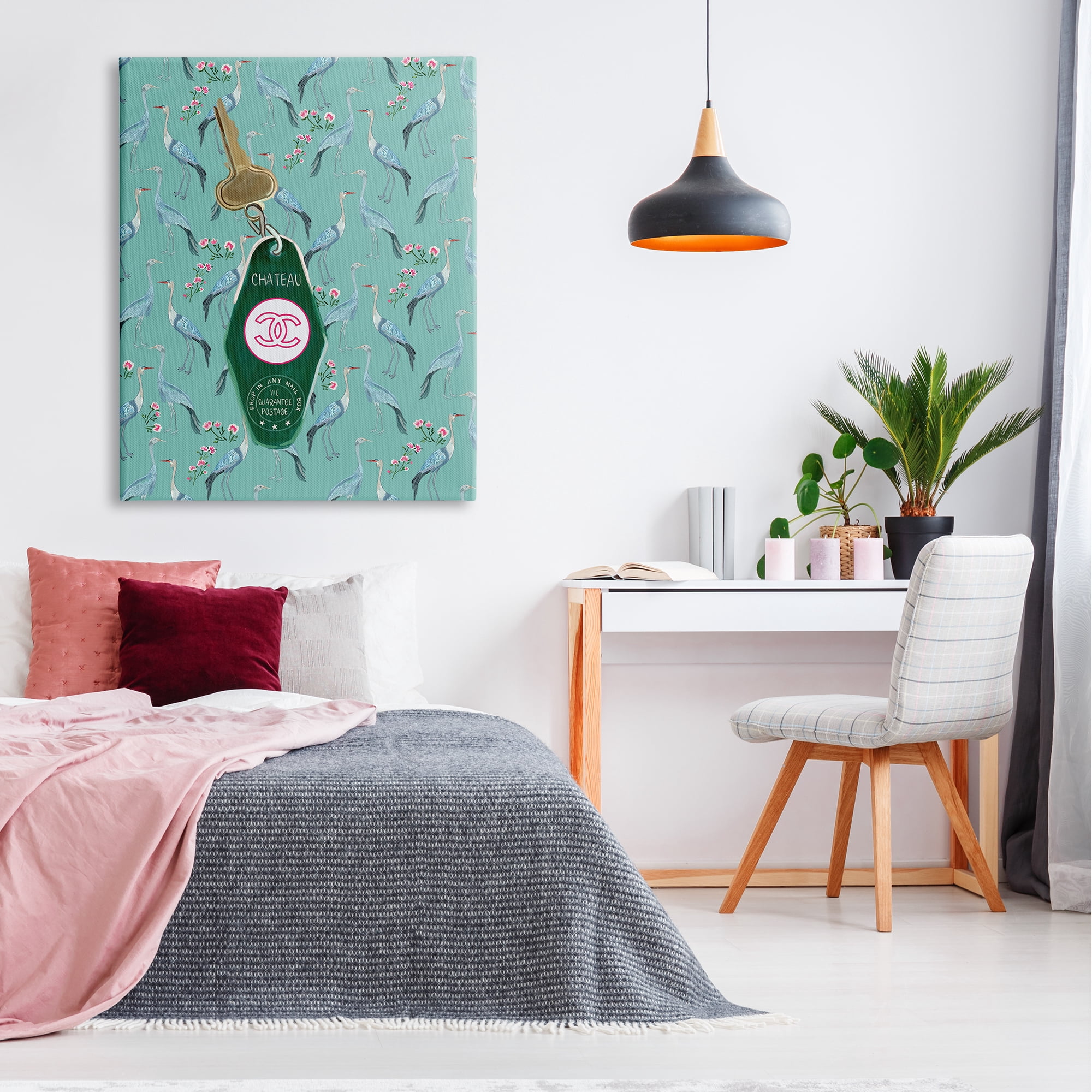 Stupell Industries Heron Patterned Glam Key Beauty & Fashion Painting Gallery Wrapped Canvas Art Print Wall Art, 36 x 48