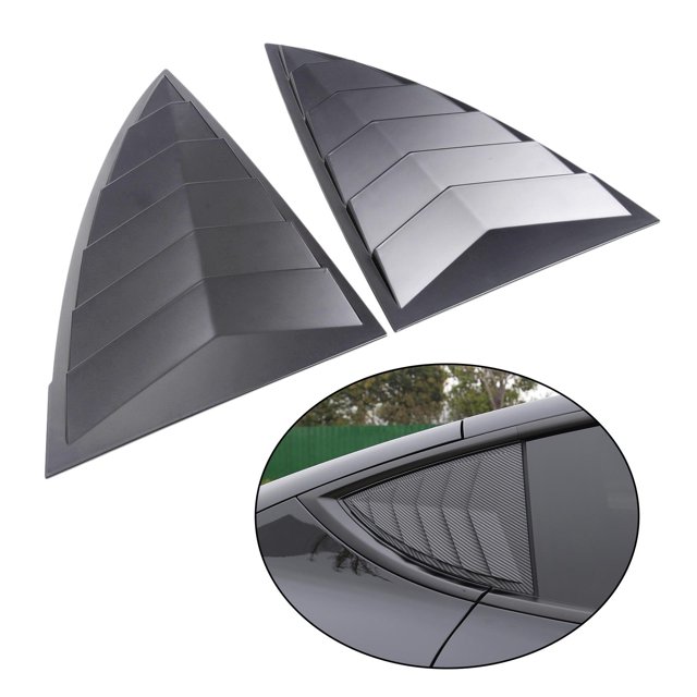 2 piezas de s de triángulo para ventana trasera, calcomanías de ajuste, cubierta de marco para Tesla Model Y, piezas de repuesto de moda negro brillante Soledad Etiqueta de la ventana trasera