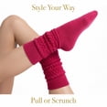 thumbnail image 6 of Women’s Cotton Slouch Socks 3 Pairs, Knee High Scrunch Boot Socks, Extra Long All Season Comfort, Made in USA (3 Pairs Fuchsia), 6 of 15