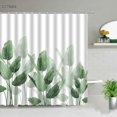 thumbnail image 2 of Cortina de ducha DEKAXID con diseño de hojas de palmera tropical, hojas de plantas verdes, calabaza, camión rojo, decoración navideña y de Halloween., 2 of 5