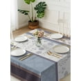 thumbnail image 3 of Blue Brown Stripes Suqare Tablecloth - 60 x 60 Inch, Abstract Geometric Spring Flowers Country Waterproof & StainResistant Tablecloth, Washable Oil-proof Table Cover for Dining/Party/Wedding/Buffet, 3 of 9