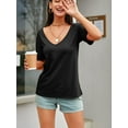 thumbnail image 6 of Women Large V-Neck Short Sleeve Bottoming Shirt, 6 of 6