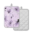 thumbnail image 2 of Two Pieces Of Square Heat Insulation Pad Oven Mitts 7x9.8 Inch Oven Microwave Kitchen Cooking Baking Blooming Purple Flower, 2 of 7