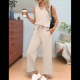 thumbnail image 4 of Conjuntos de Dos Piezas para Mujer, Conjuntos de Verano, Conjuntos de Estar por Casa, Blusas de Cuello Alto, Pantalones Cortos de Pierna Albaricoque XXL, 4 of 8