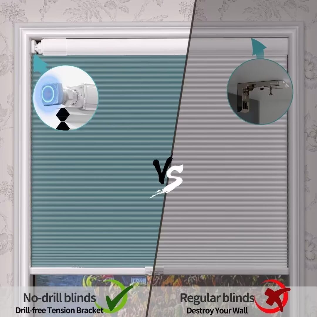 Myshade No Drill Blackout Shades Tension Cordless Cellular Blinds for Indoor Windows No Tools Window Blinds & Shades