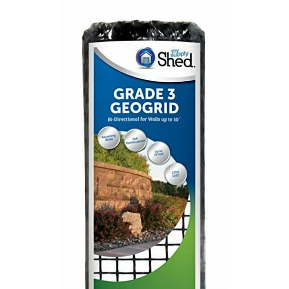 Grade 3 Bi-Directional Retaining Wall Geogrid, Up to 10 Feet, Black
