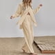 thumbnail image 1 of ICHUANYI Clearance Women's Button Long Sleeve Shirt Blouse And Pants Set With Pocket(Beige, XL) ICHUANYI WER2023081202828, 1 of 7