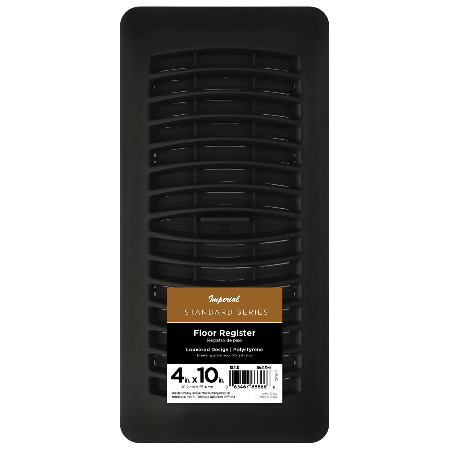 (5 pack) Imperial 4-inch x 10-inch Black Plastic Louvered, Floor Register, Rectangular, Household Vent Cover