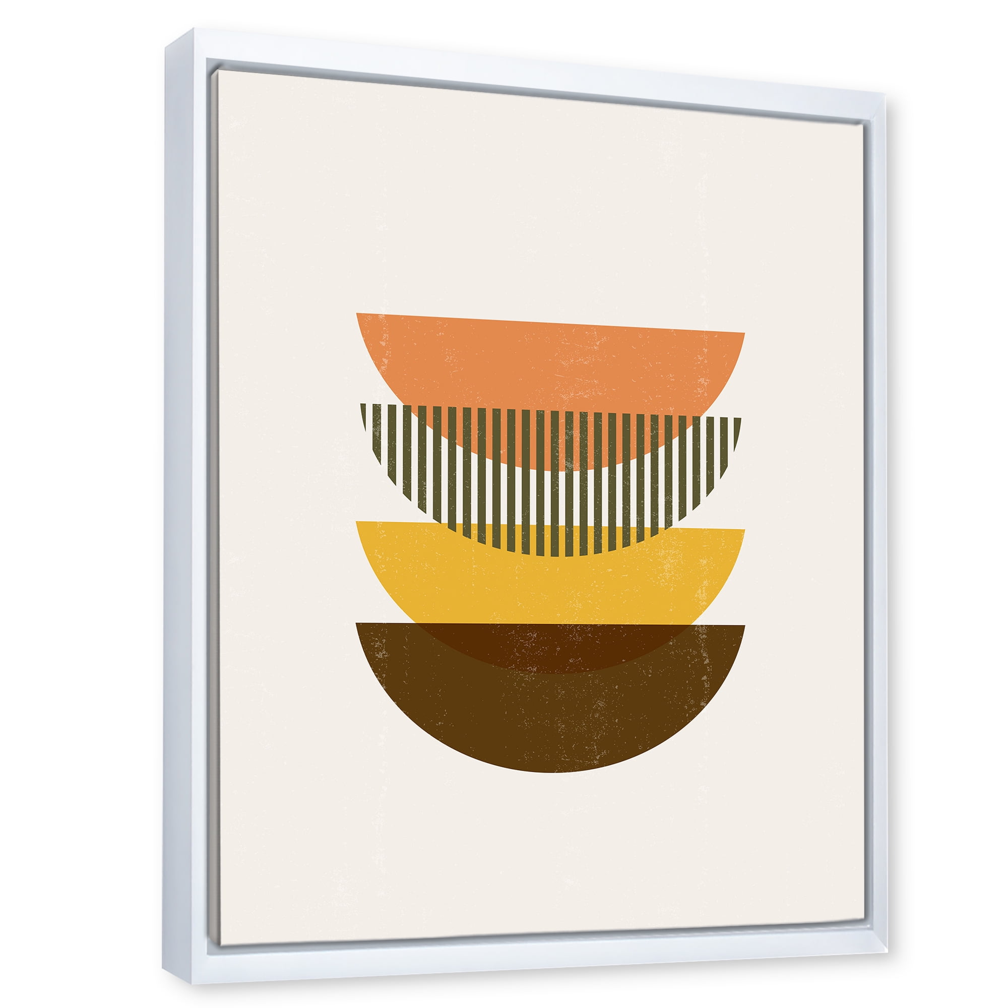 Designart 'Half Moons In Earth Tones Abstract Geometric Art' Modern Framed Canvas Wall Art Print