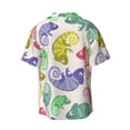 thumbnail image 2 of KLL Cute Chameleons Print Men's Shirt Short Sleeve Button Down Summer Cuba Beach Shirts- XX-Large, 2 of 7