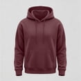 thumbnail image 6 of Fleece Hoodie Men Midweight Thick Gym Men's Fashion Hoodies & Sweatshirts Ribbed Cuffs Pullover with Pocket Wine 2XL, 6 of 8