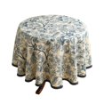 thumbnail image 1 of Mantel ISAENNE Designer de lino francés azul floral, 140 cm, 1 of 7