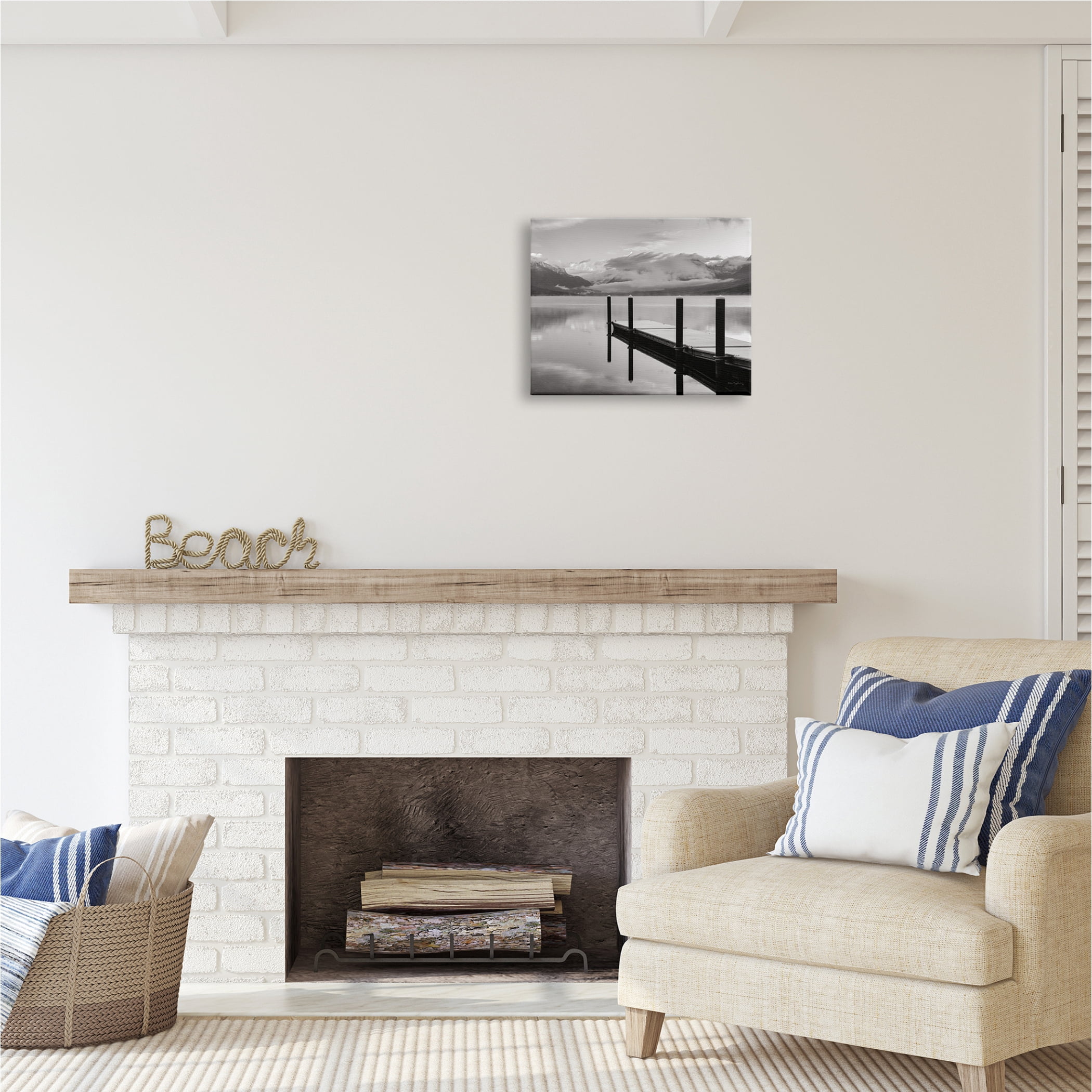 Stupell Industries Lakeside Mountain Dock Nature Photography Gallery Wrapped Canvas Print Wall Art, 20 x 16