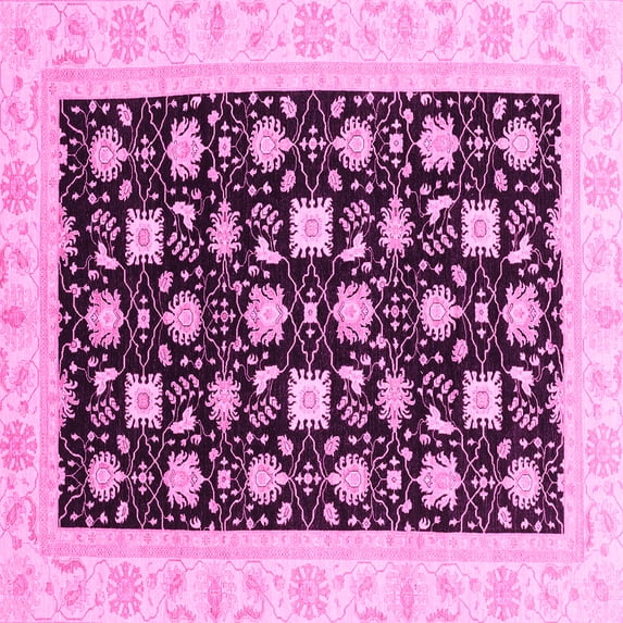 Ahgly Company Indoor Square Oriental Pink Traditional Area Rugs, 4' Square