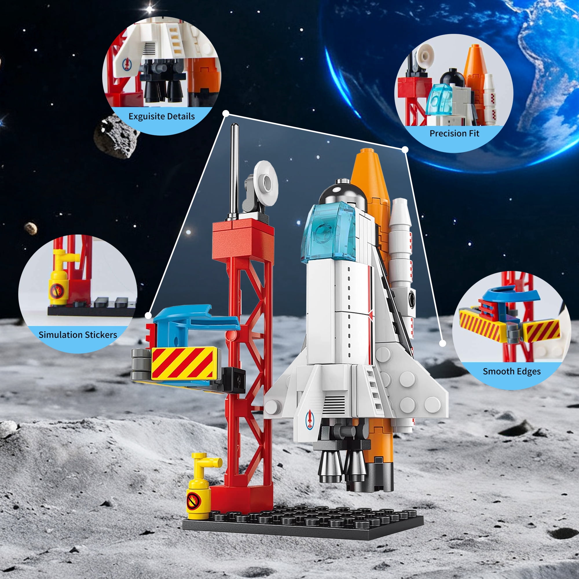 107PCS Space Exploration Shuttle Toys, Spaceship Fire Arrow Launch Center Toy Set Building Blocks Toys Kit Gifts for Age 6+ Boys Kids