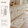 thumbnail image 3 of UERMEI 2x6 Washable Runner Rugs for Hallway, Modern Vintage Non Slip Indoor Rug for Entryway Doormats Bedroom Kitchen, Vacuum-Friendly Home Decor Carpet, Beige Brown, 3 of 9