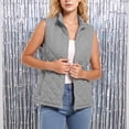 thumbnail image 3 of cocolona Quilted Vest for Women LightWeight Solid Color Basic Sleeveless Jacket Fall Winter Stand Collar Zipper Coat with Pocket, 3 of 6