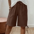 thumbnail image 2 of cfhntfmh Plus Size Bermuda Shorts for Women Knee Length Cotton Elastic Waist Drawstring Shorts Summer Loose Cropped Pant, 2 of 7
