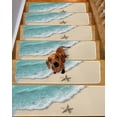 thumbnail image 2 of Ocean Coastal Stair Treads for Wooden Steps Indoor Runner Rug Carpet, Brown Beach Starfish Waves Shore Abstract 7 Pieces Peel and Stick Staircase Step Treads Covers Washable Throw Door Mats, 30"x8", 2 of 5