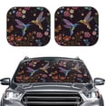 thumbnail image 2 of Haiem Humming Bird And Tropical Flowers Embroidery Windshield Sun Shade: Universal Foldable 2-Piece Car Front Window Sunshade - Blocks Uv Rays, And Reduces Heat,Essential Car Accessory Small, 2 of 7