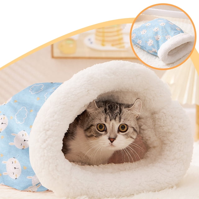 Xihbxyly Saco de Dormir para Gatos, Cálido Tejido de Pana, Acogedor Forro de Lana, Cama Ligera y Portátil, Multiusos, Refugio Seguro y Cerrado, Ideal para Gatos y Cachorros, 52 X 45 X 32 Cm.
