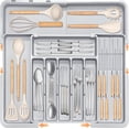 thumbnail image 4 of Weloille Retractable Kitchen Utensil Storage Box 1Pc, BPA-Free Plastic Divided Organizer, Dustproof Non-Slip Stackable Cutlery Holder for Fork Spoon Knife Drawer, 4 of 9