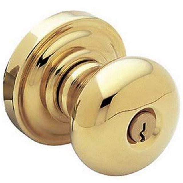 Baldwin 5228031ENTR Egg Style Single Cylinder Keyed Entry Door Knob Set, Non-Lacquered Brass