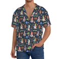 thumbnail image 1 of Fotbe Garden Gnomes Camisa Estampada de Manga Corta para Hombre, Casual de Verano, Estilo Playero, Sin Arrugas-Small, 1 of 5