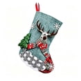 thumbnail image 2 of Yangka Christmas Decoration Rustic Burlap Embroidered Stocking With 3D Santa Reindeer Applique And Plaid Cuff For Fireplace Mantel Holiday Party Decor,Sky Blue, 2 of 5