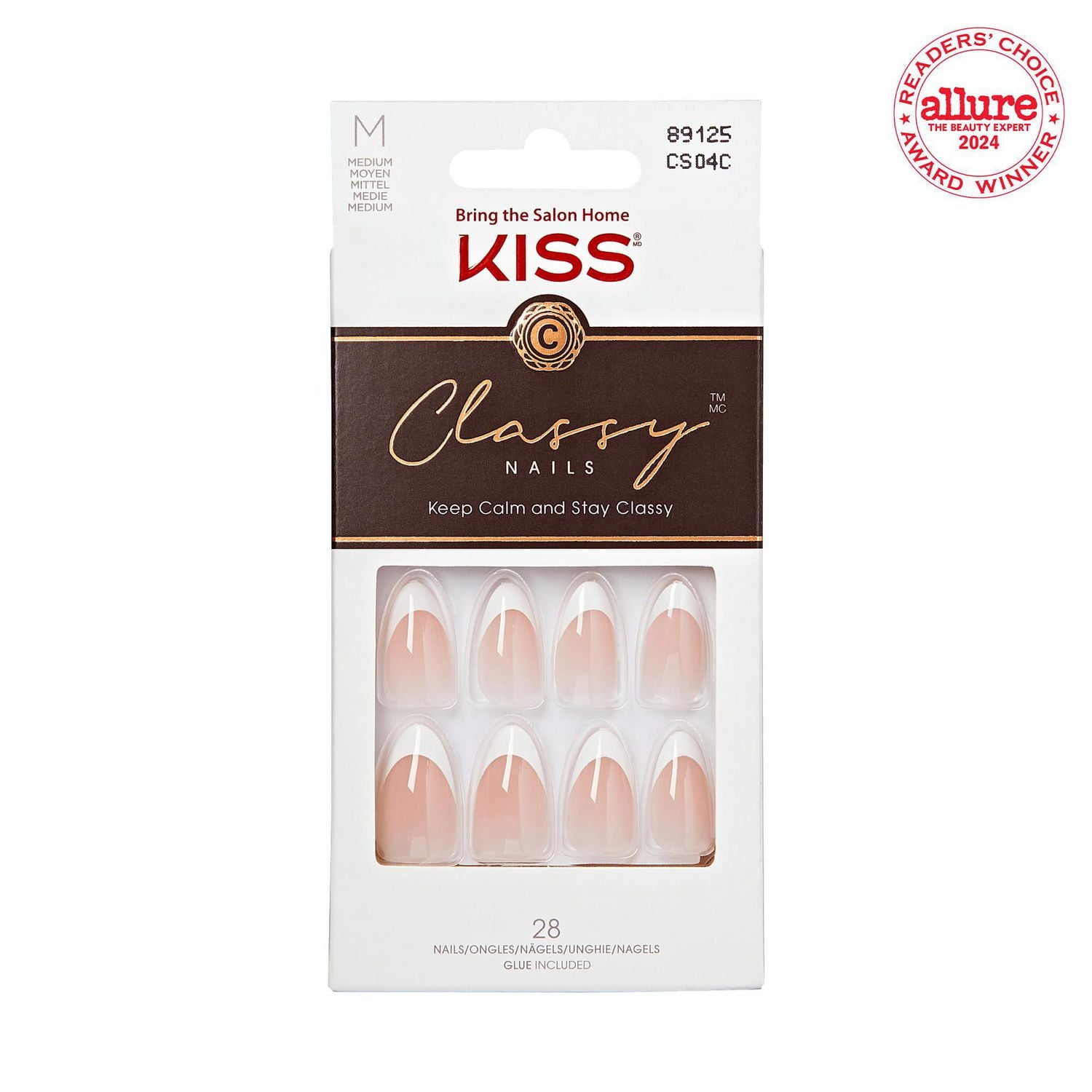 Kiss Classy - faux ongles, 28 comptes, moyen Manucure française.