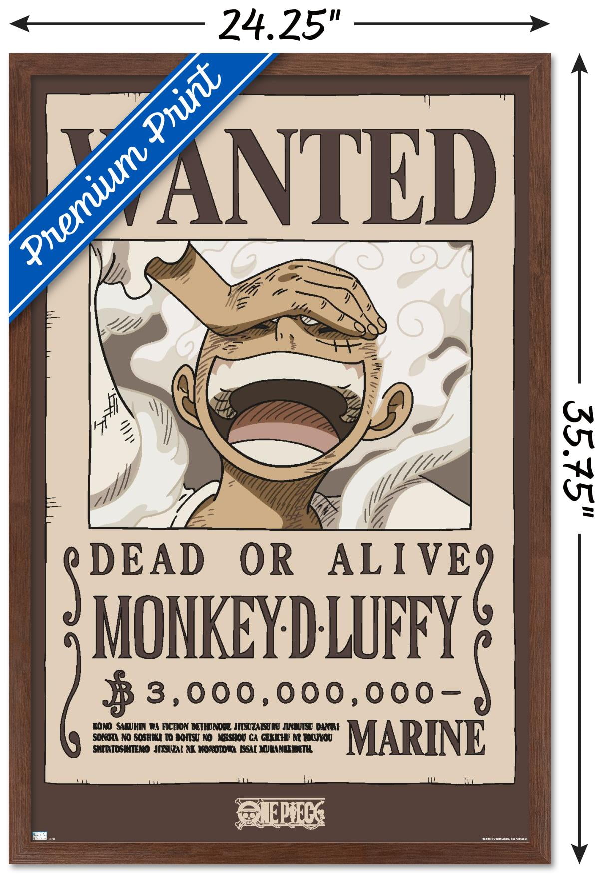 One Piece - Monkey D Luffy Wanted Poster Wall Poster, 22.375" x 34" Framed