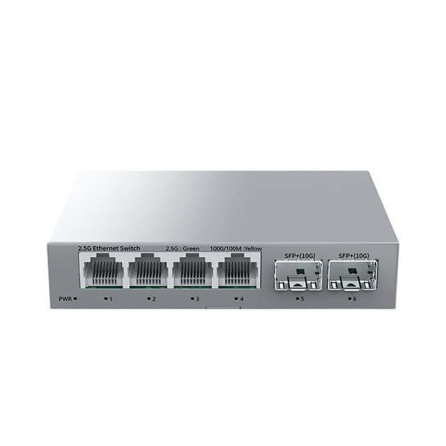 4 Port 2.5G & 2 Port 10G SFP+ Switch, Smart Plug and Play Hub