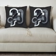 thumbnail image 3 of Set of 2 Decorative Throw Pillow Covers 18x18in - Modern Abstract Geometric Design in Gray on Black for Couch Bed Car, 3 of 8