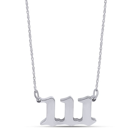 AFFY 14K White Gold over Silver Angel Number Necklace 111 Pendant Necklace